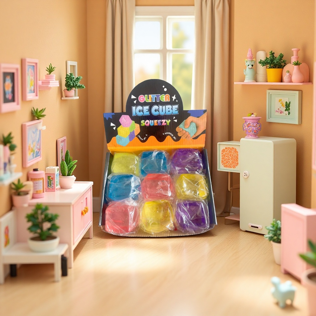 Colorful Glitter Ice Cube Squeezy cube toy Application Scenario