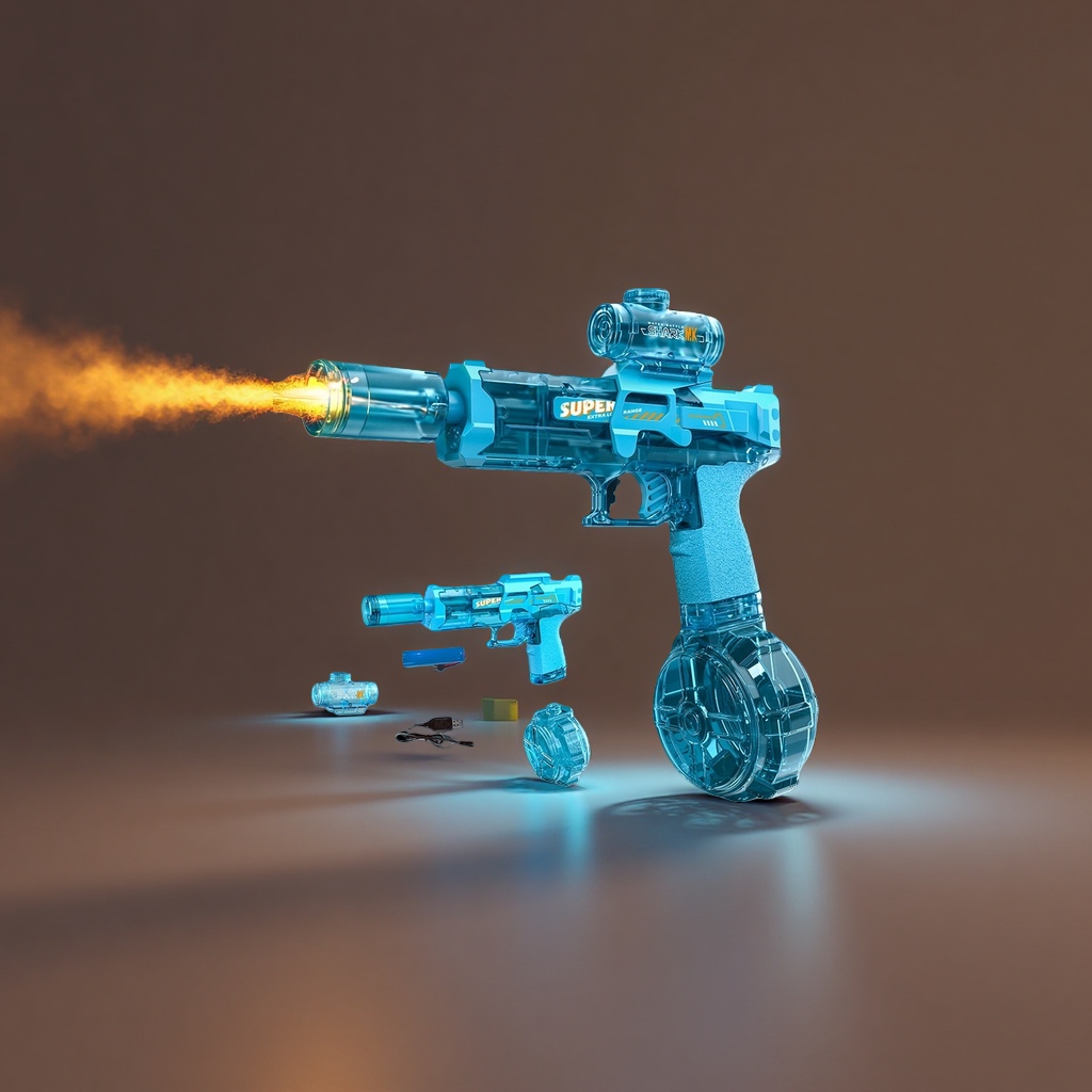 The main body of the blue transparent toy gun simulates children's shooting toys and is safe and non-toxic Application Scenario