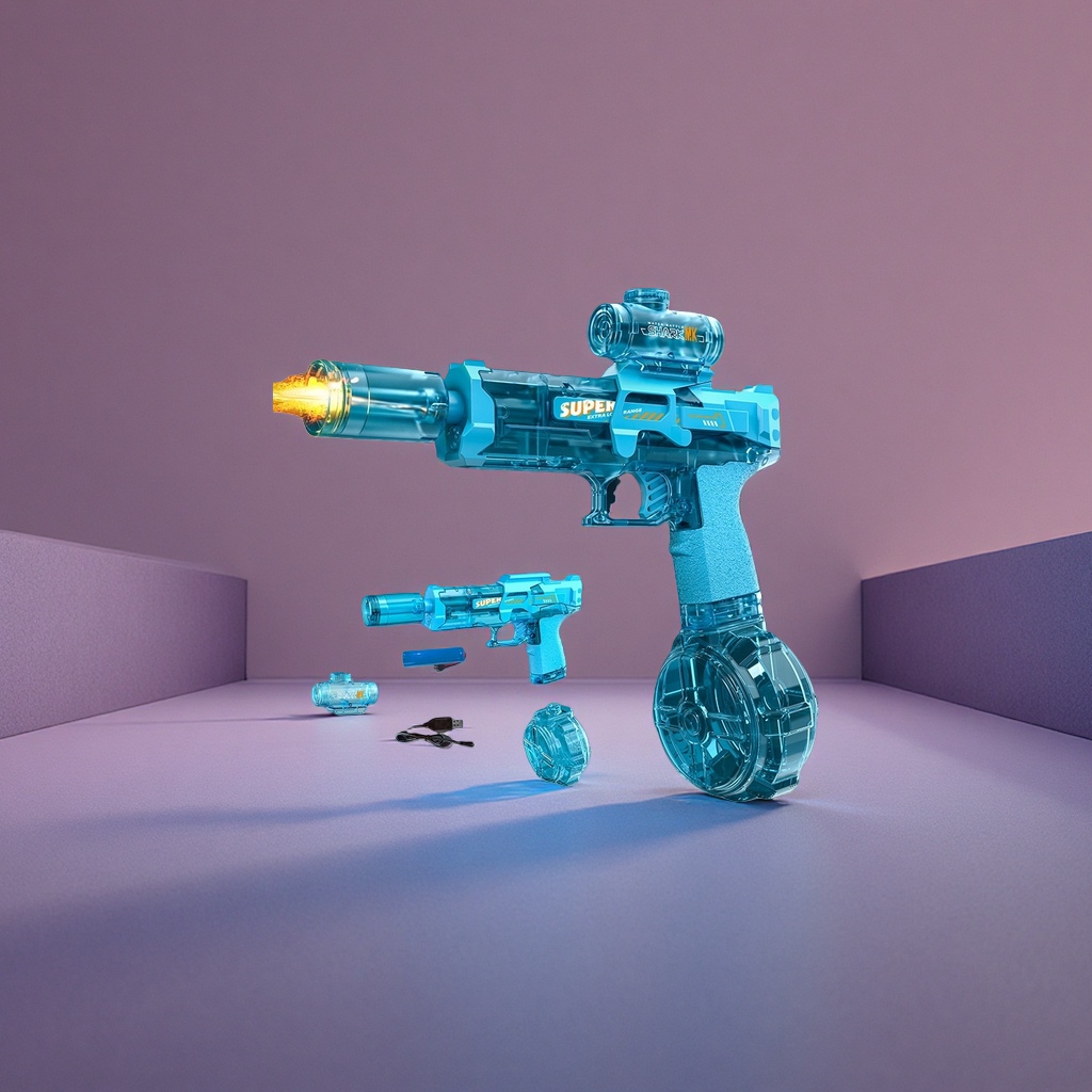 The main body of the blue transparent toy gun simulates children's shooting toys and is safe and non-toxic details Picture