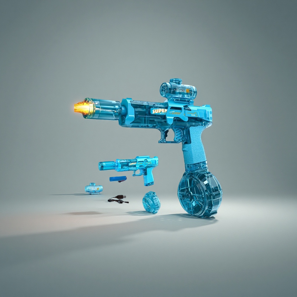 The main body of the blue transparent toy gun simulates children's shooting toys and is safe and non-toxic Specification image