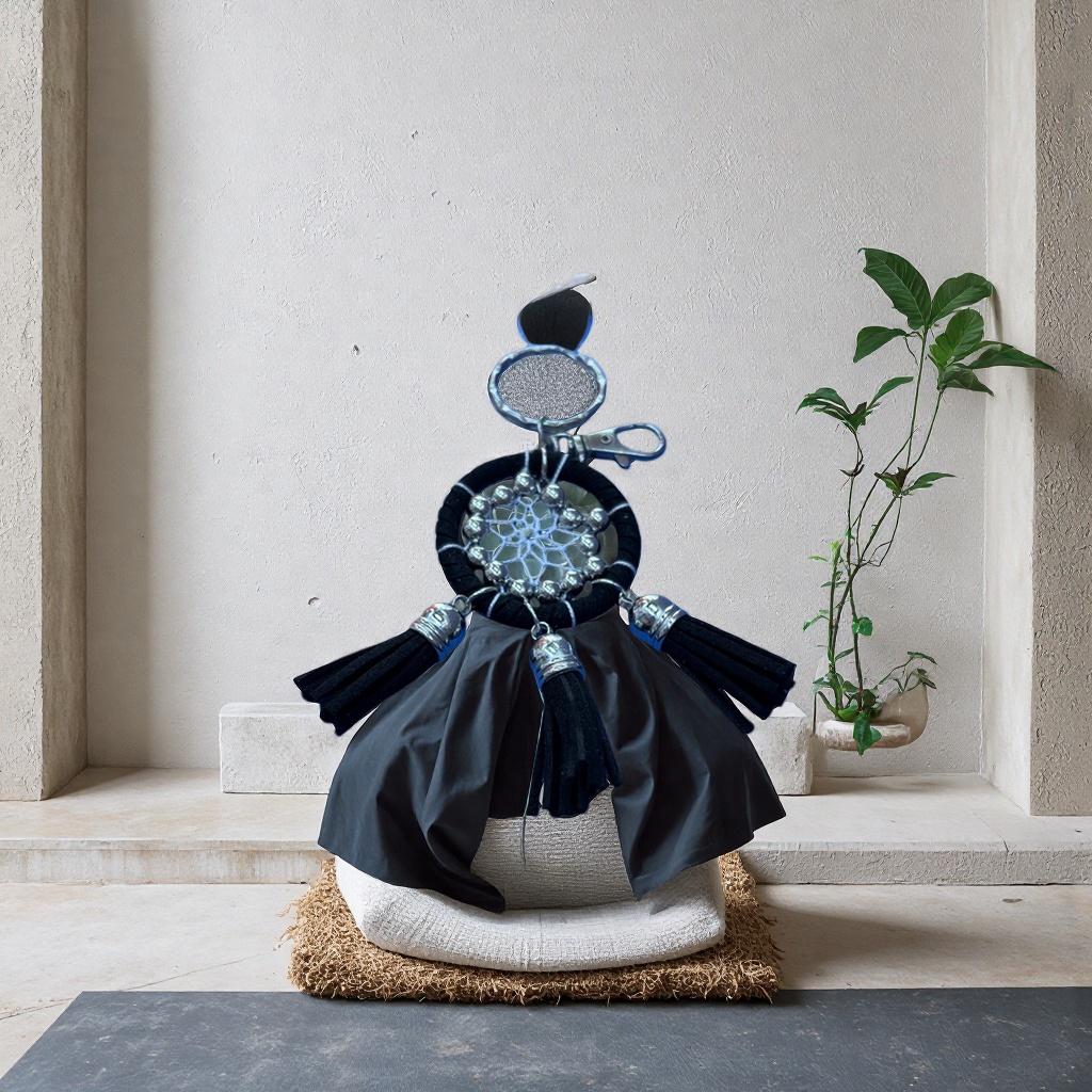 Black fringed Dream Catcher keychain, a simple, fashionable and niche accessory pendant Specification image