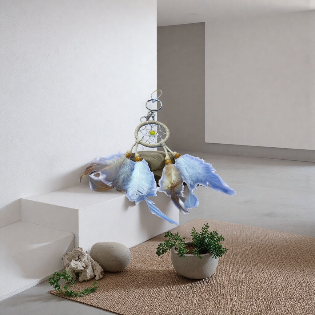 Feather dreamcatcher keychain, dreamy decorative pendant, fresh and cute pendant Application Scenario