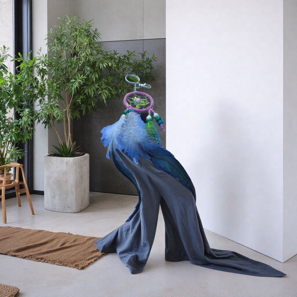 Dreamy dreamcatcher feather pendant, exquisite decorative item, unique style, Nordic-style pendant details Picture