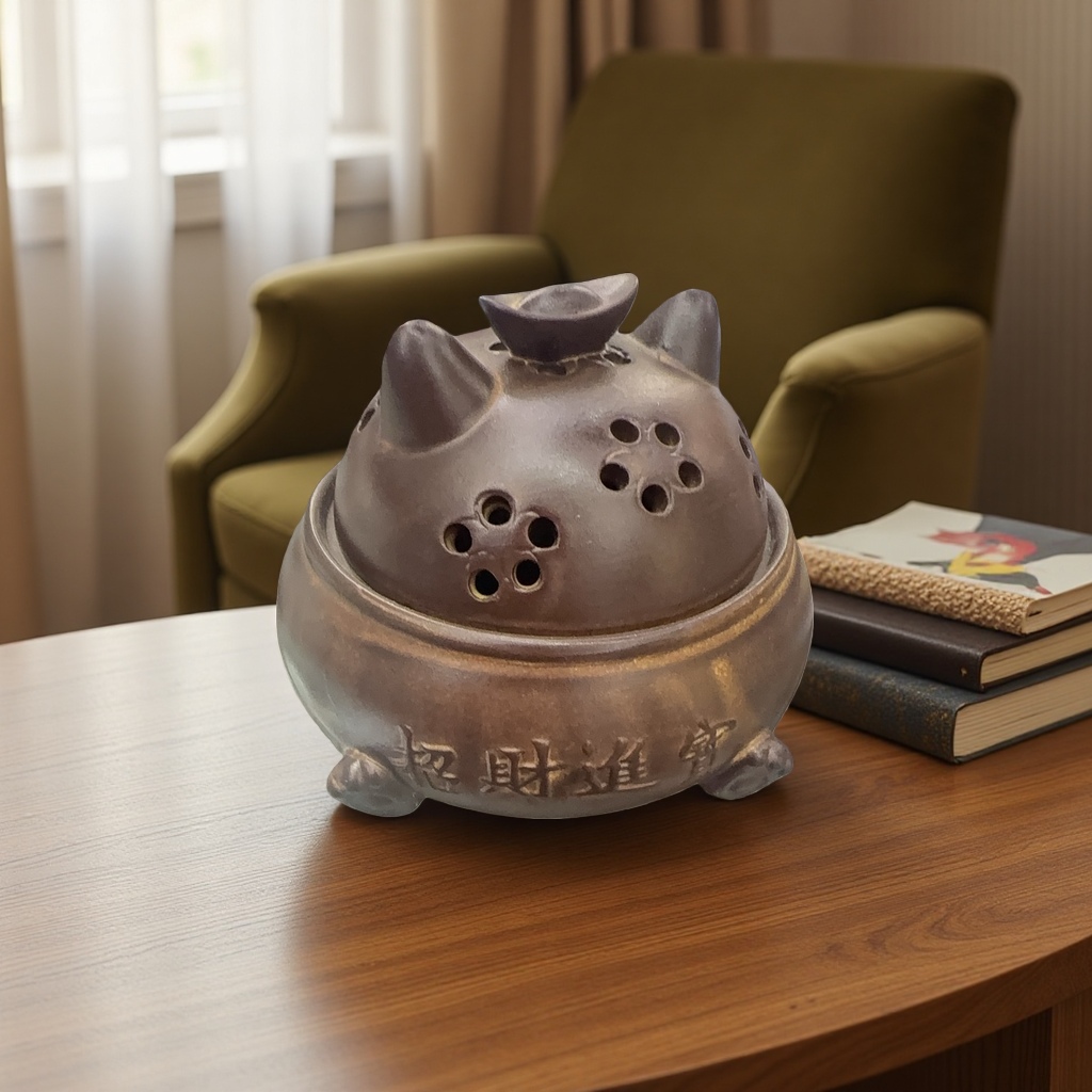 陶瓷招财猫香炉摆件客厅风水神器招财纳福产品图