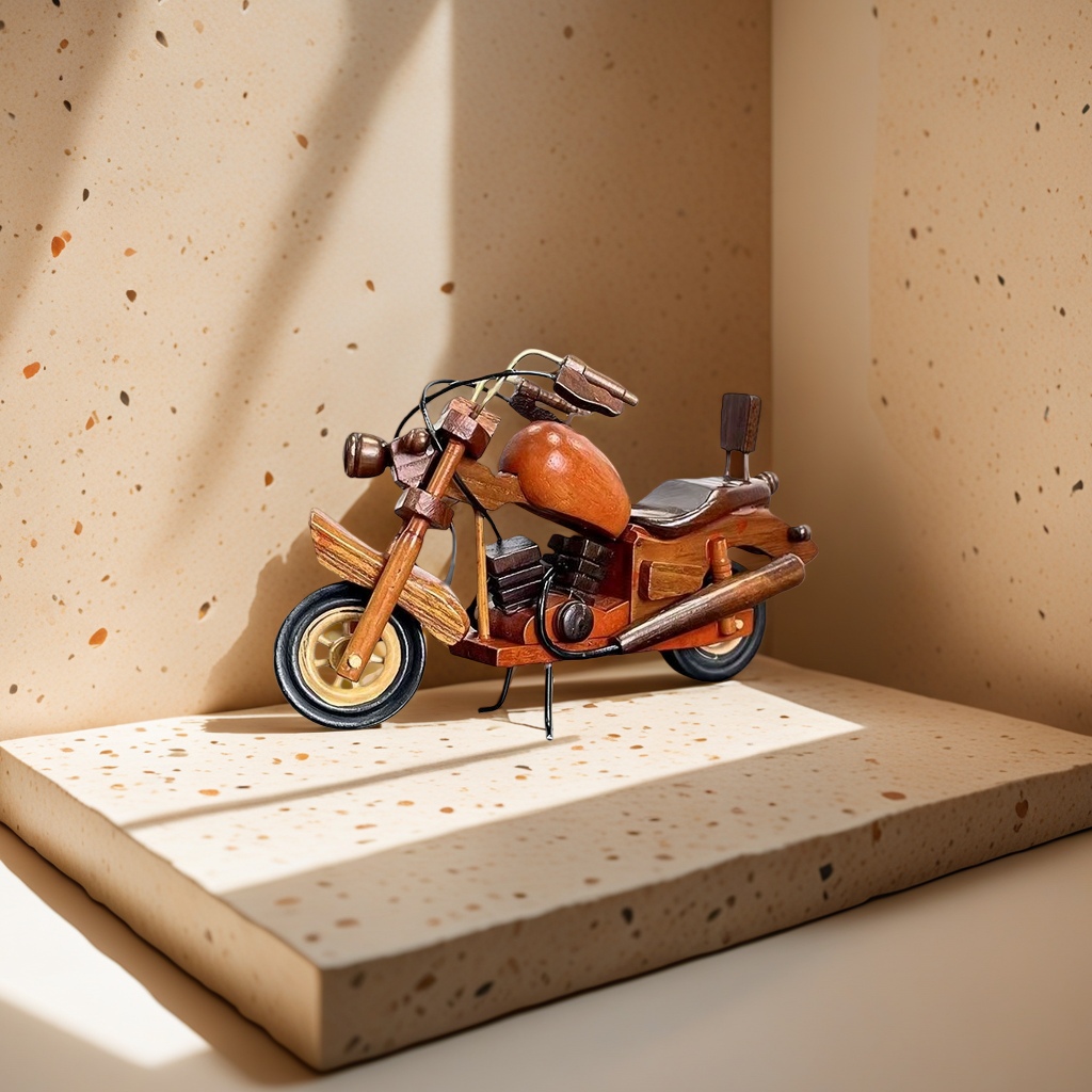 木制摩托车模型手工拼装玩具1:18比例模型套装