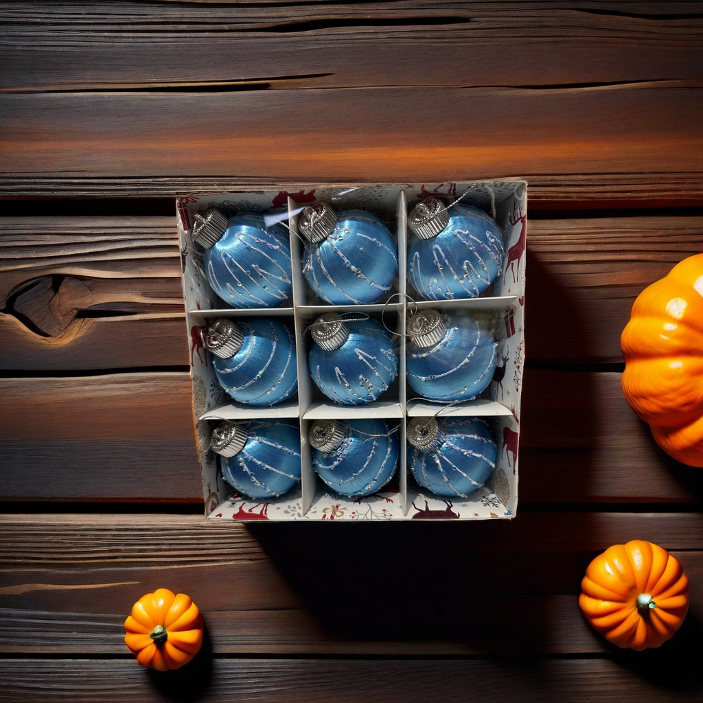 Blue Christmas balls, Christmas decorative balls, hanging ornaments, and festive atmosphere decorations details Picture