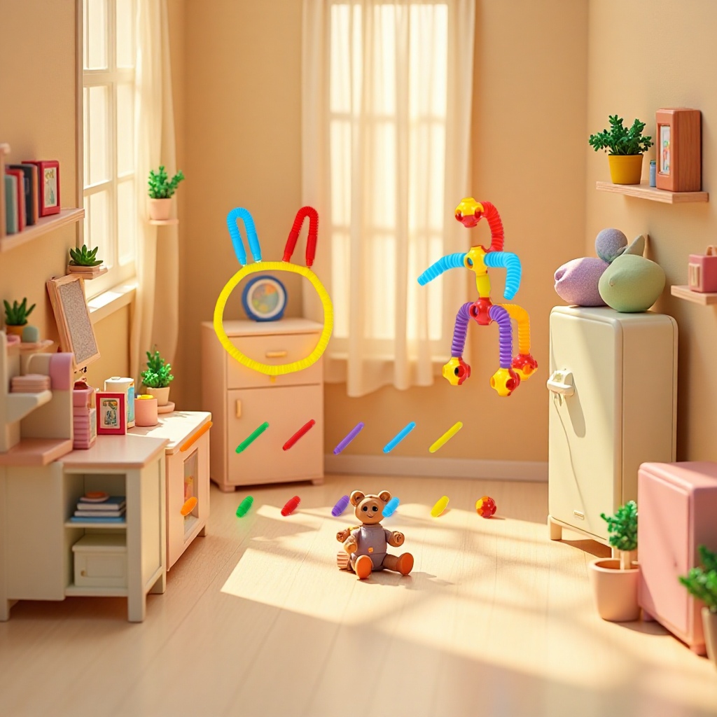 Colorful plastic interlocking toys, creative combination building blocks, children's intelligence and early education play and teaching AIDS Application Scenario