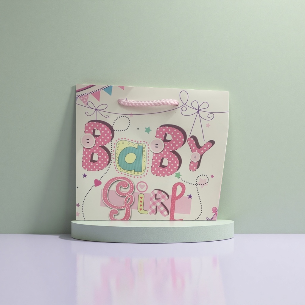 粉色波点BABY GIRL礼品袋装饰袋可爱收纳袋