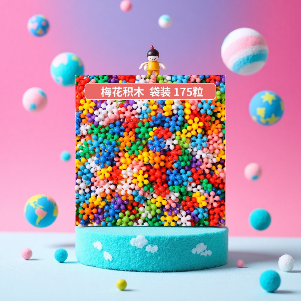 彩色梅花积木拼装玩具儿童益智早教积木