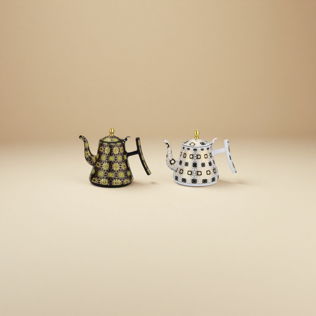 HZ962# Huizhou Black and White Teapot with golden patterns, Middle Eastern teapot with applique, Teapot, Cold water bottle, cold water bottle Specification image