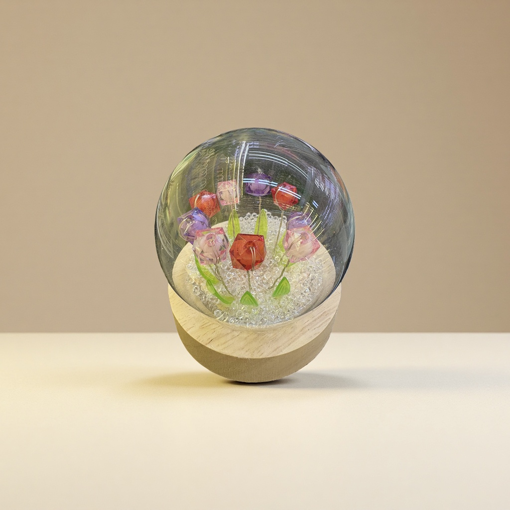 彩色花朵水晶球装饰品摆件家居装饰摆件创意礼物