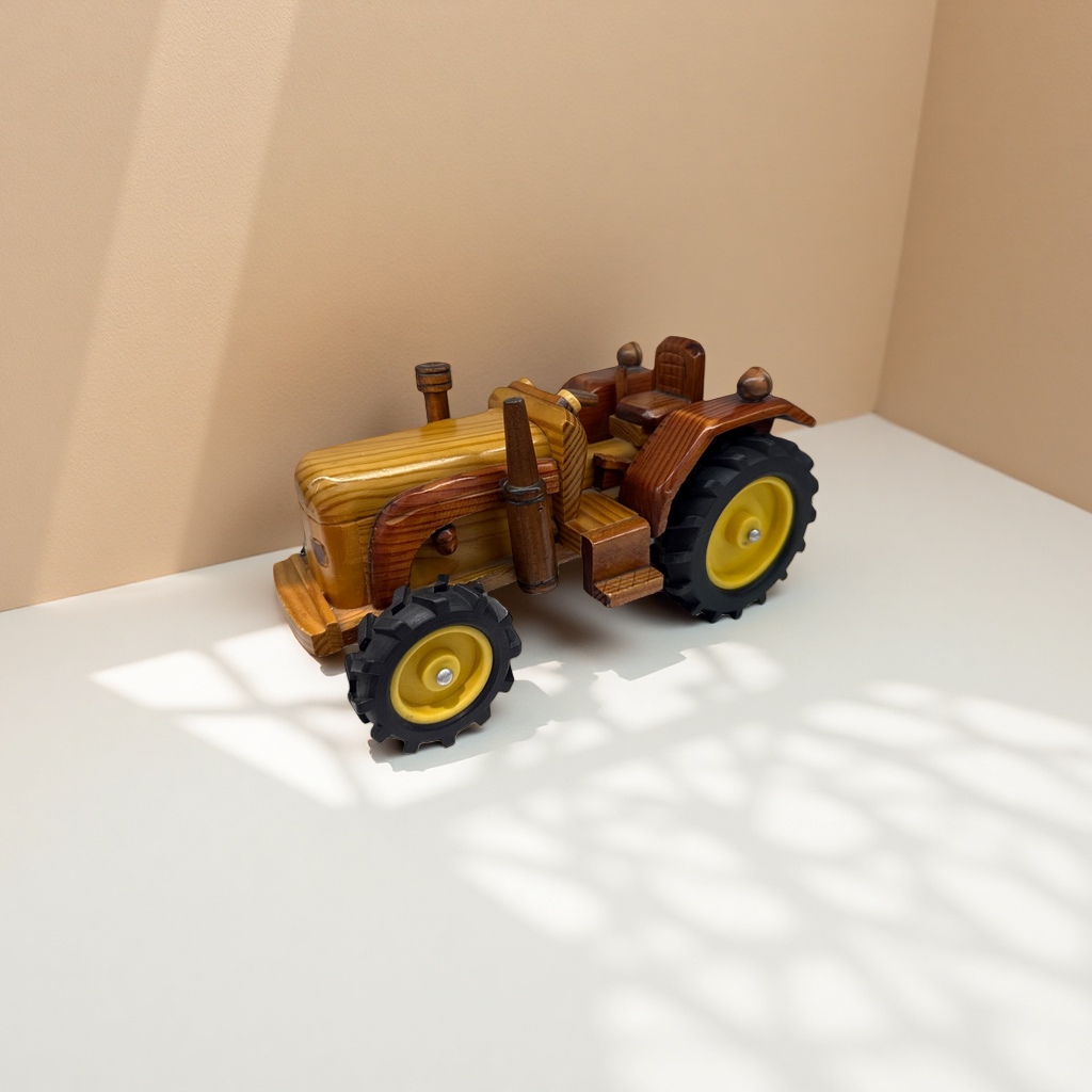 木制玩具拖拉机儿童益智早教积木拼装玩具