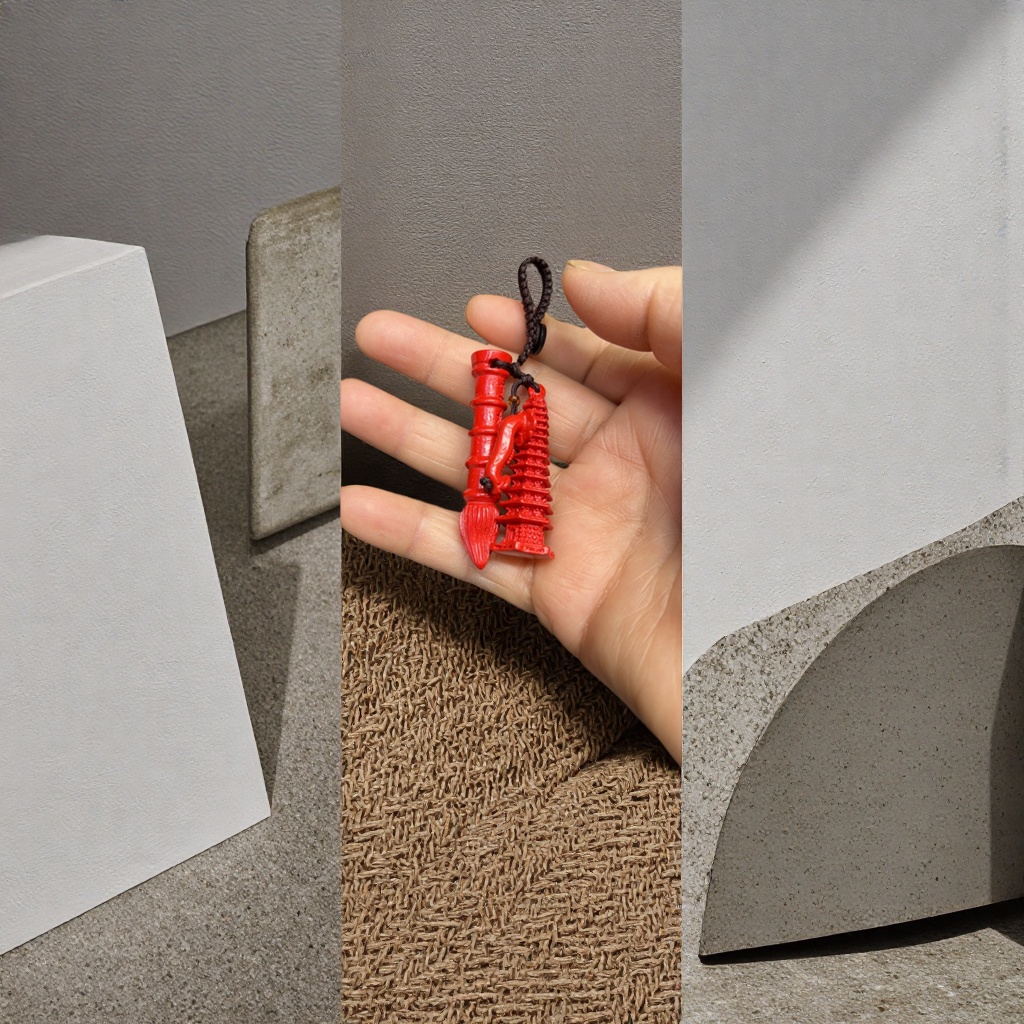 Red tower-shaped pendant sterling silver necklace, a fashionable, simple and light luxury gift for women details Picture