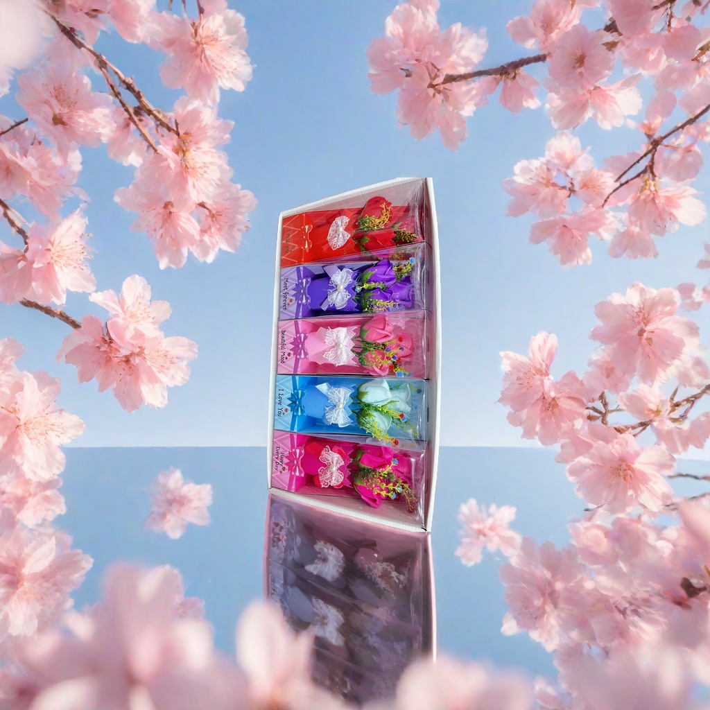 彩色人造花束礼盒产品图