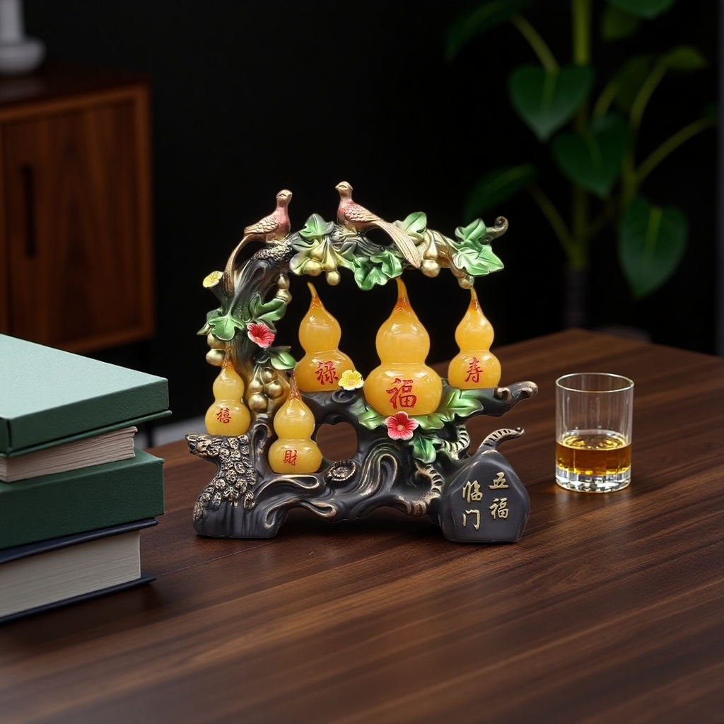 Five Blessings Arrive - Gourd bird-shaped decorative item handicraft Specification image