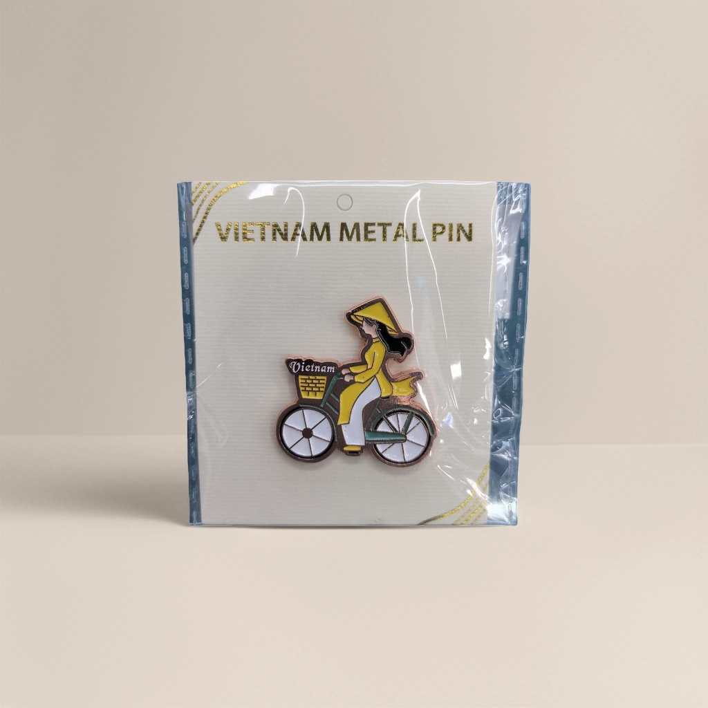 越南金属徽章骑自行车的越南女性图案设计独特复古收藏品151934433