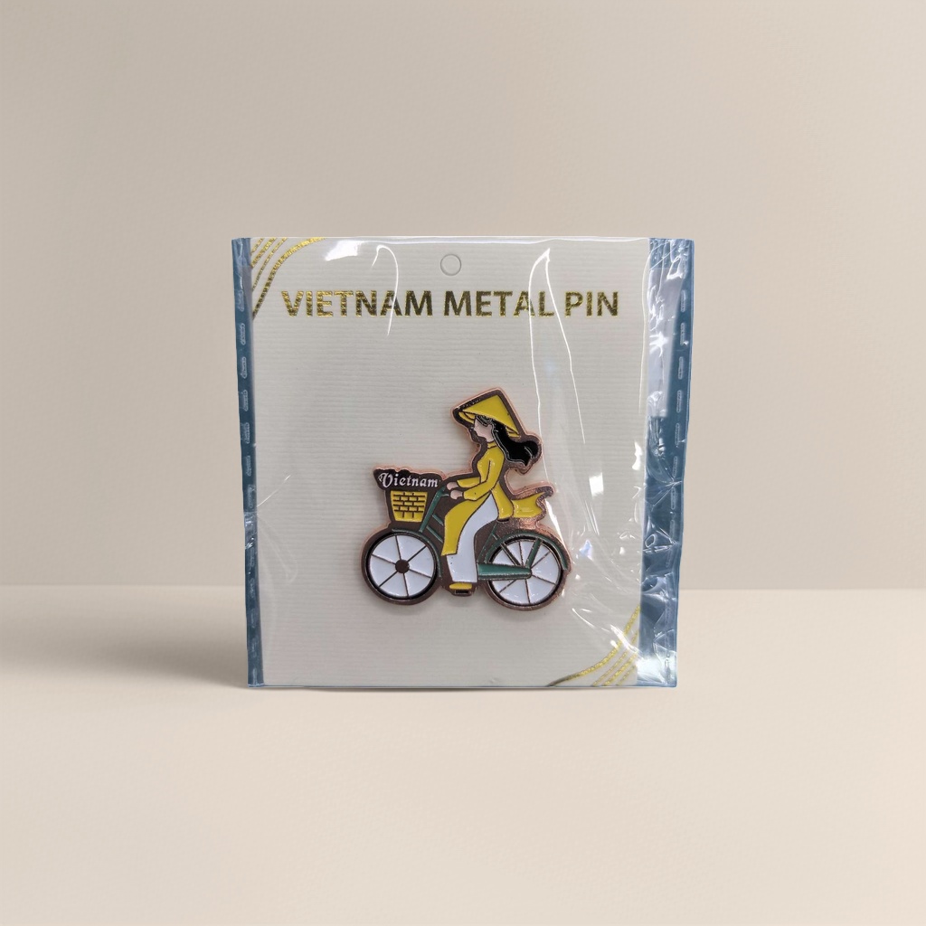 Emblema de metal vietnamita ciclismo vietnamita mujeres patrón diseño colección vintage única 151934433 Specification image