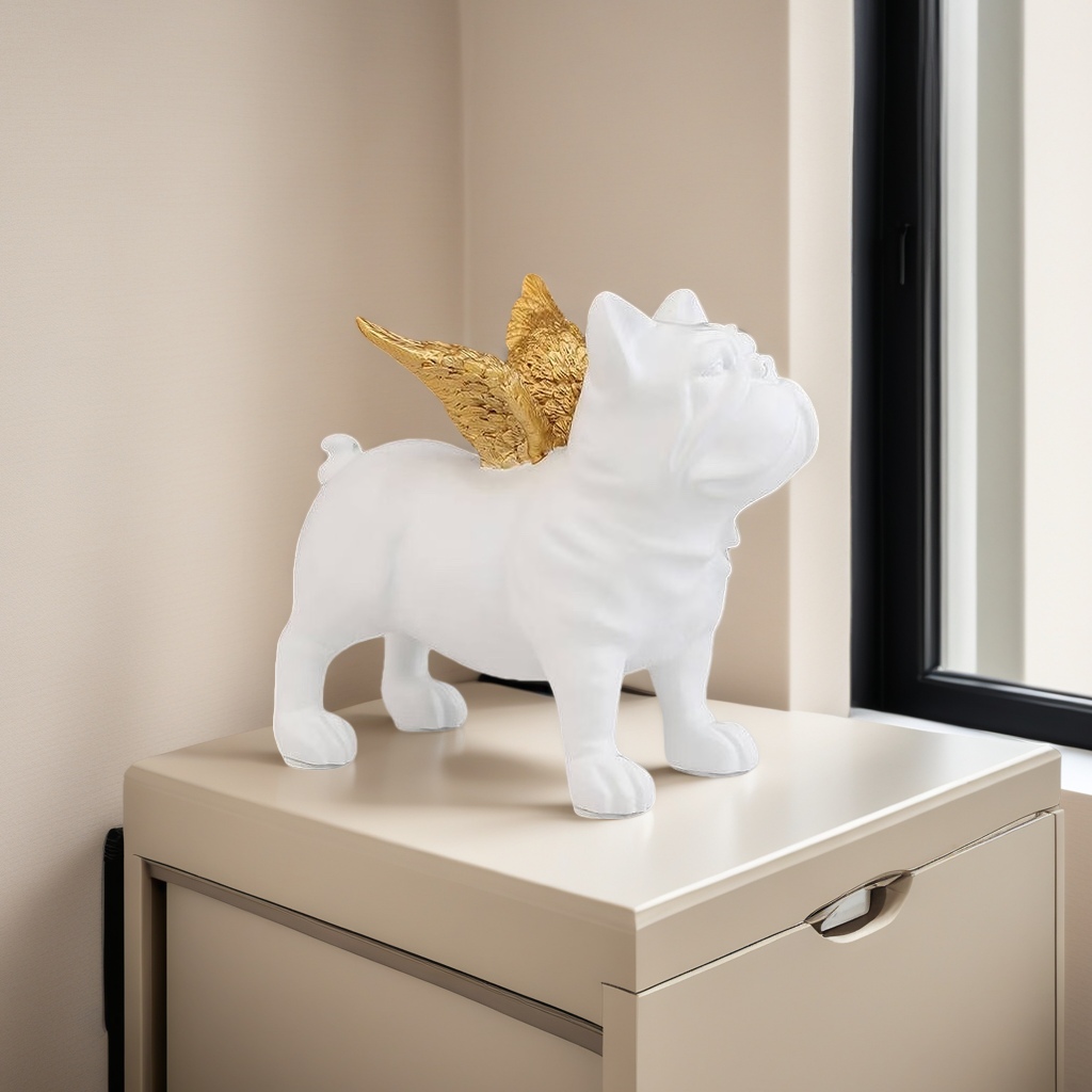 White angel dog figurine, angel dog figurine, exquisite decorative figurine, pet figurine, ceramic handicraft Application Scenario