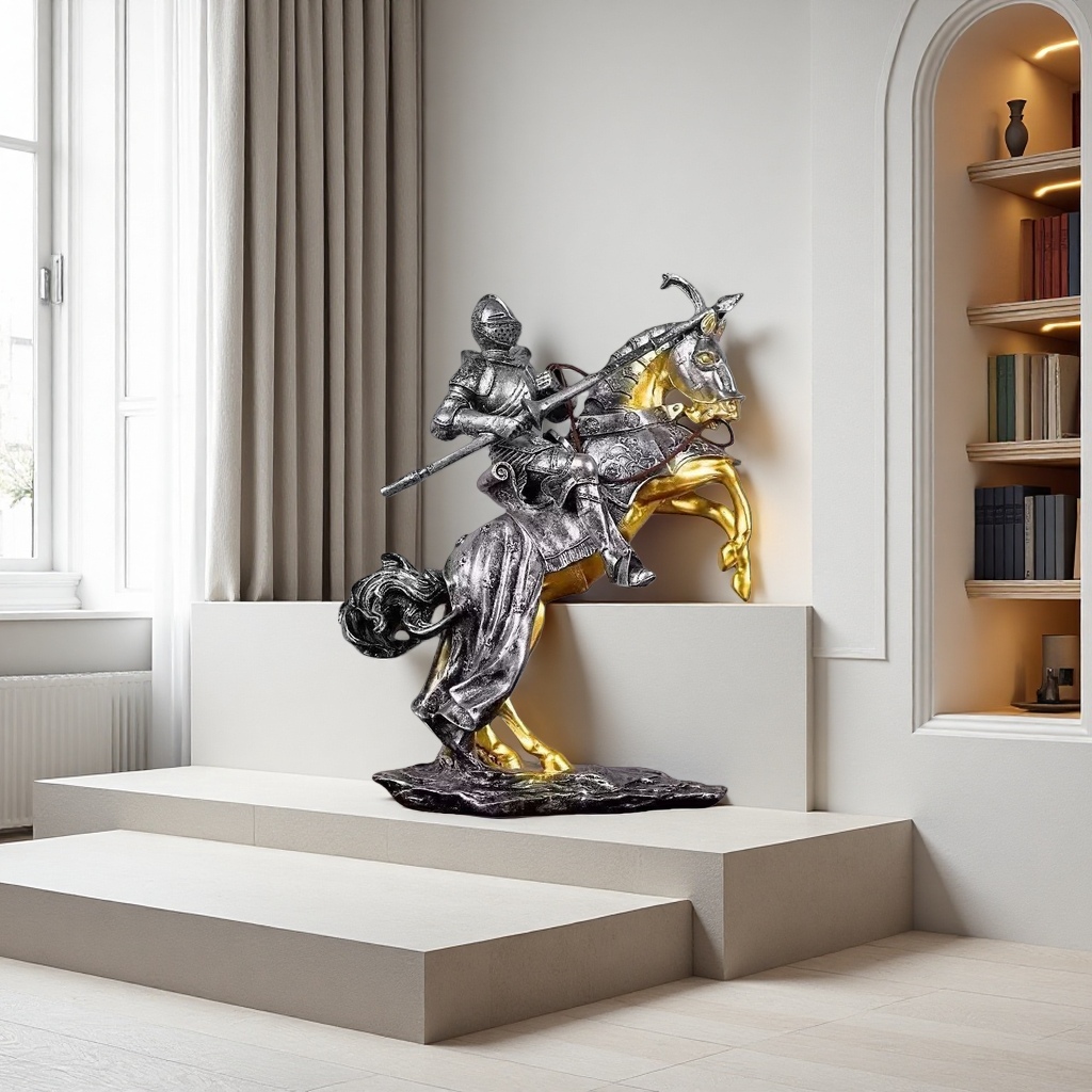 Knight riding statue ornaments, home decoration ornaments, metal sculpture handicrafts Specification image