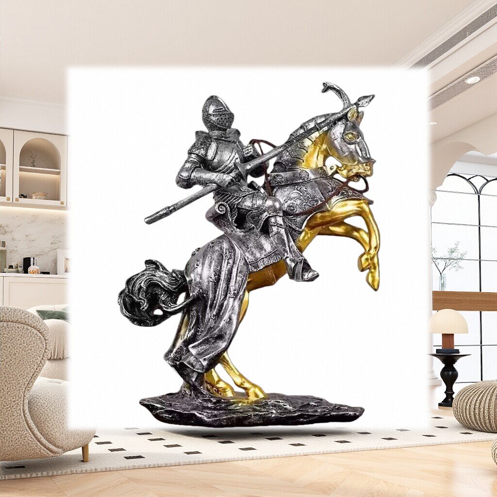 Knight riding statue ornaments, home decoration ornaments, metal sculpture handicrafts
