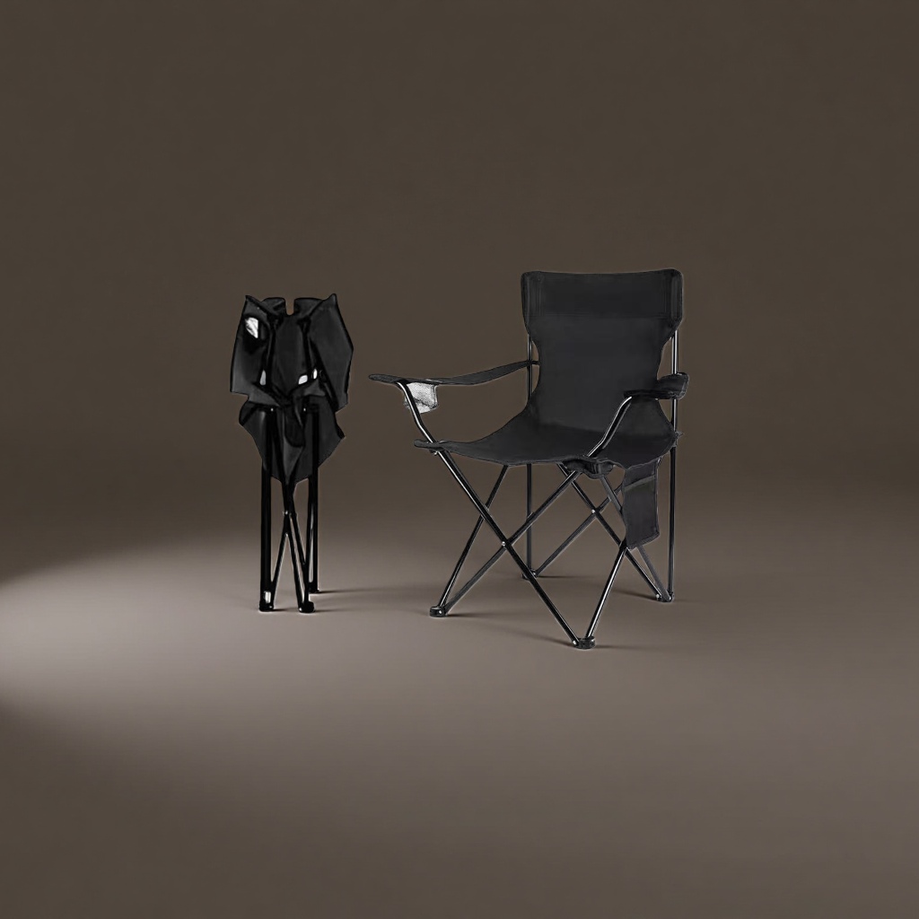 The black folding chair is portable and lightweight, suitable for outdoor picnics and leisure use Application Scenario