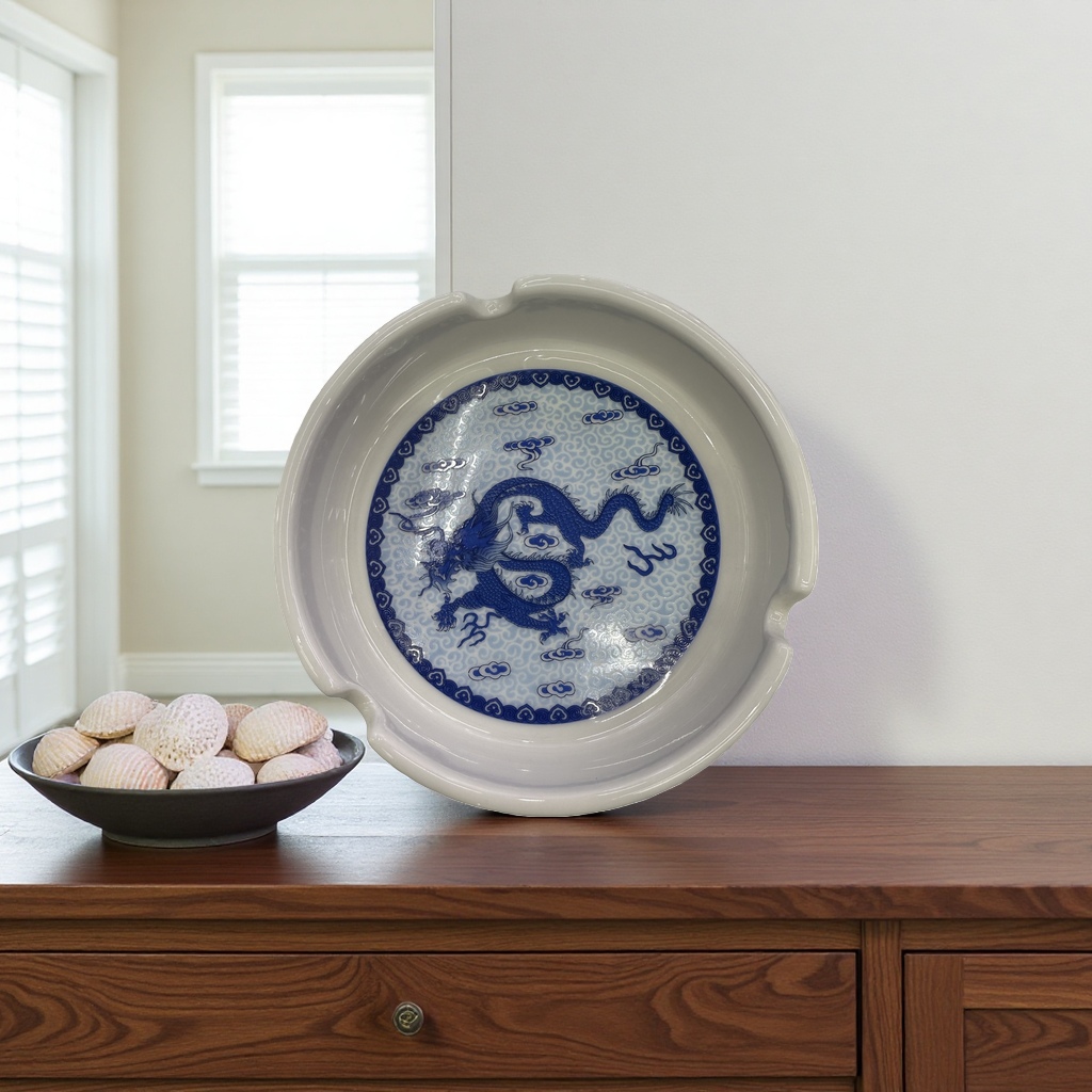 Blue and white porcelain ashtrays are simple ceramic household items Specification image