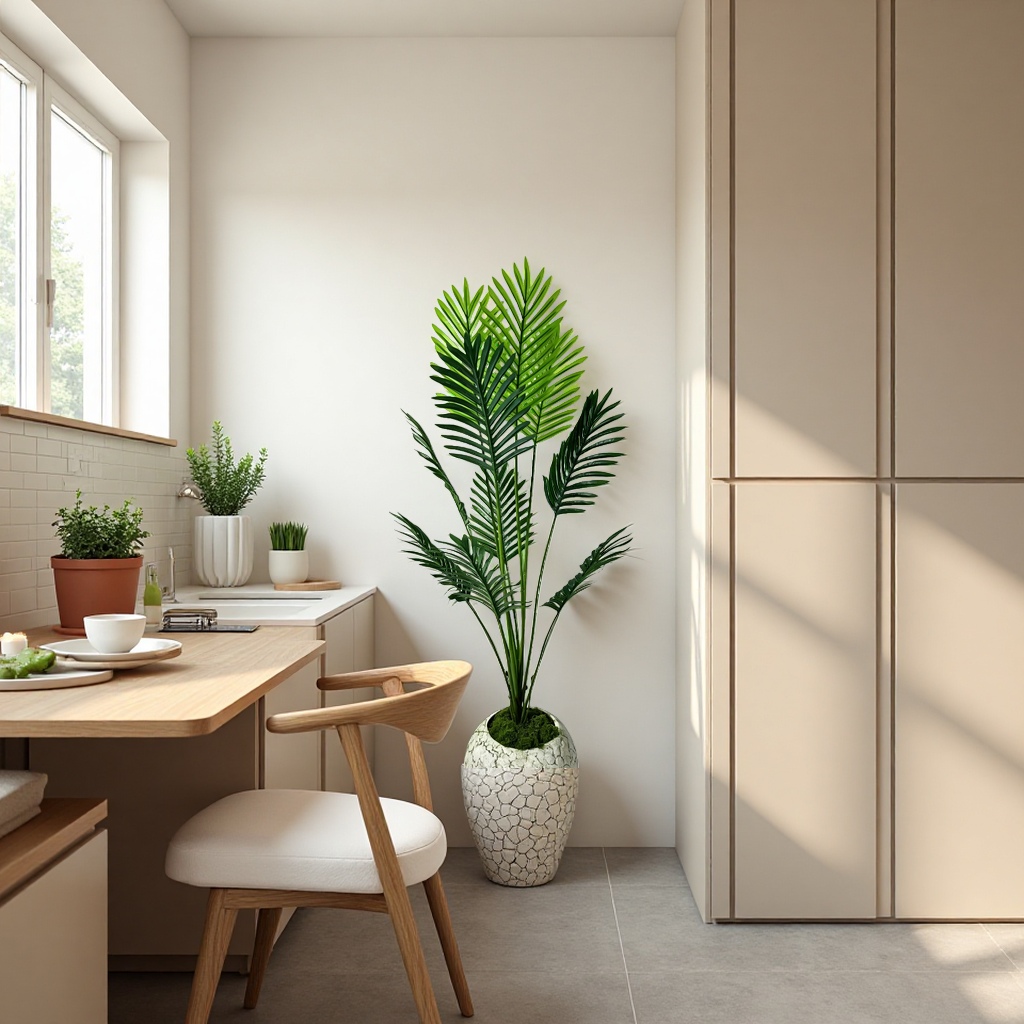 Green palm leaf potted plants, indoor green plants, home decoration, shade-tolerant plants, succulent potted plants details Picture