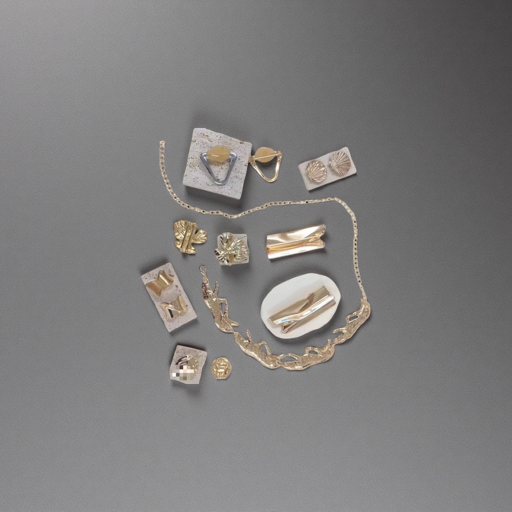 金色饰品项链耳环发夹手链等配饰套装