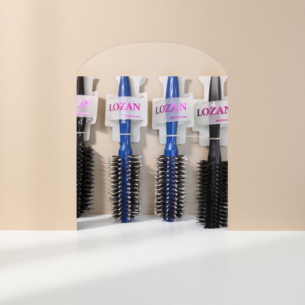 LOZAN blue handle black bristles round hair curling comb Application Scenario