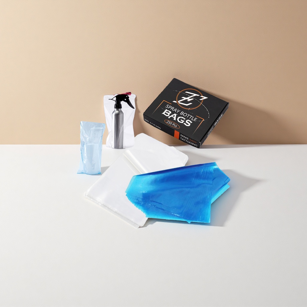E'Z TATTOO Spray Bottle Bag set, black packaging box, silver spray bottle, transparent blue plastic bag Application Scenario