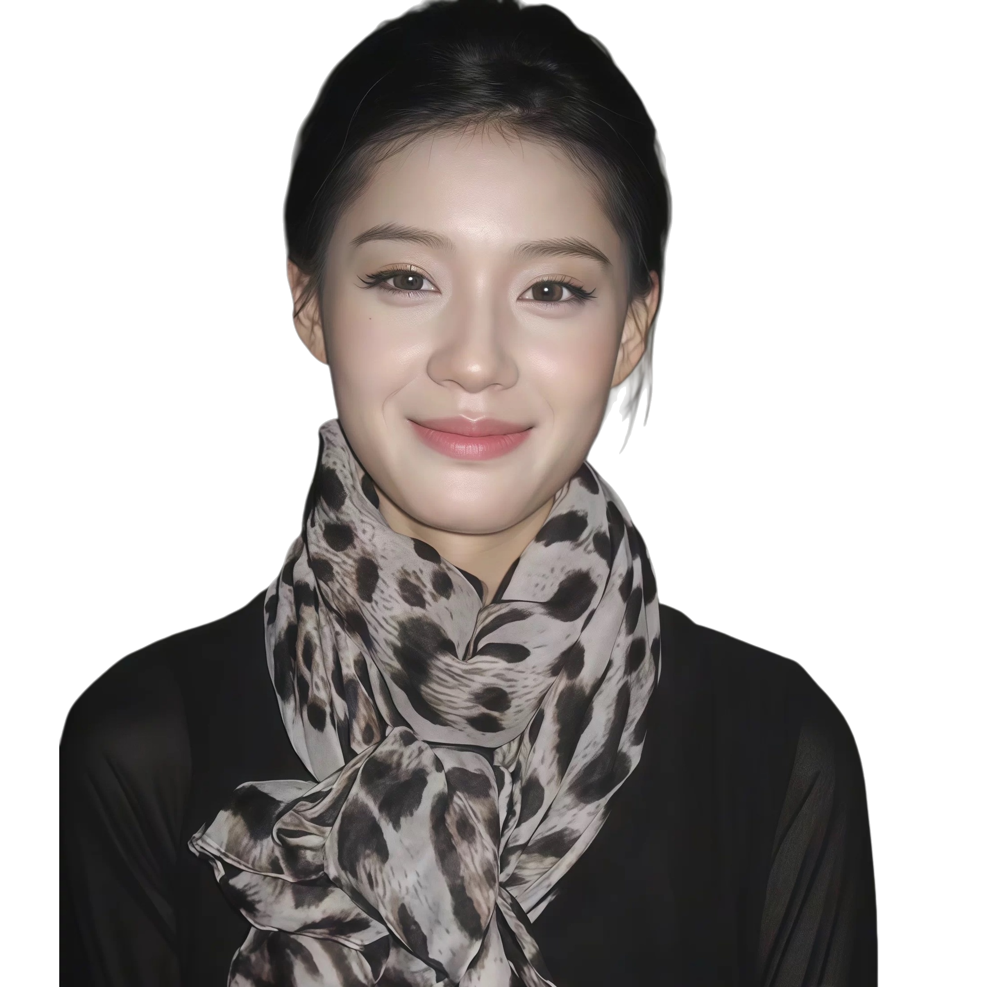豹纹围巾+女性白底实物图