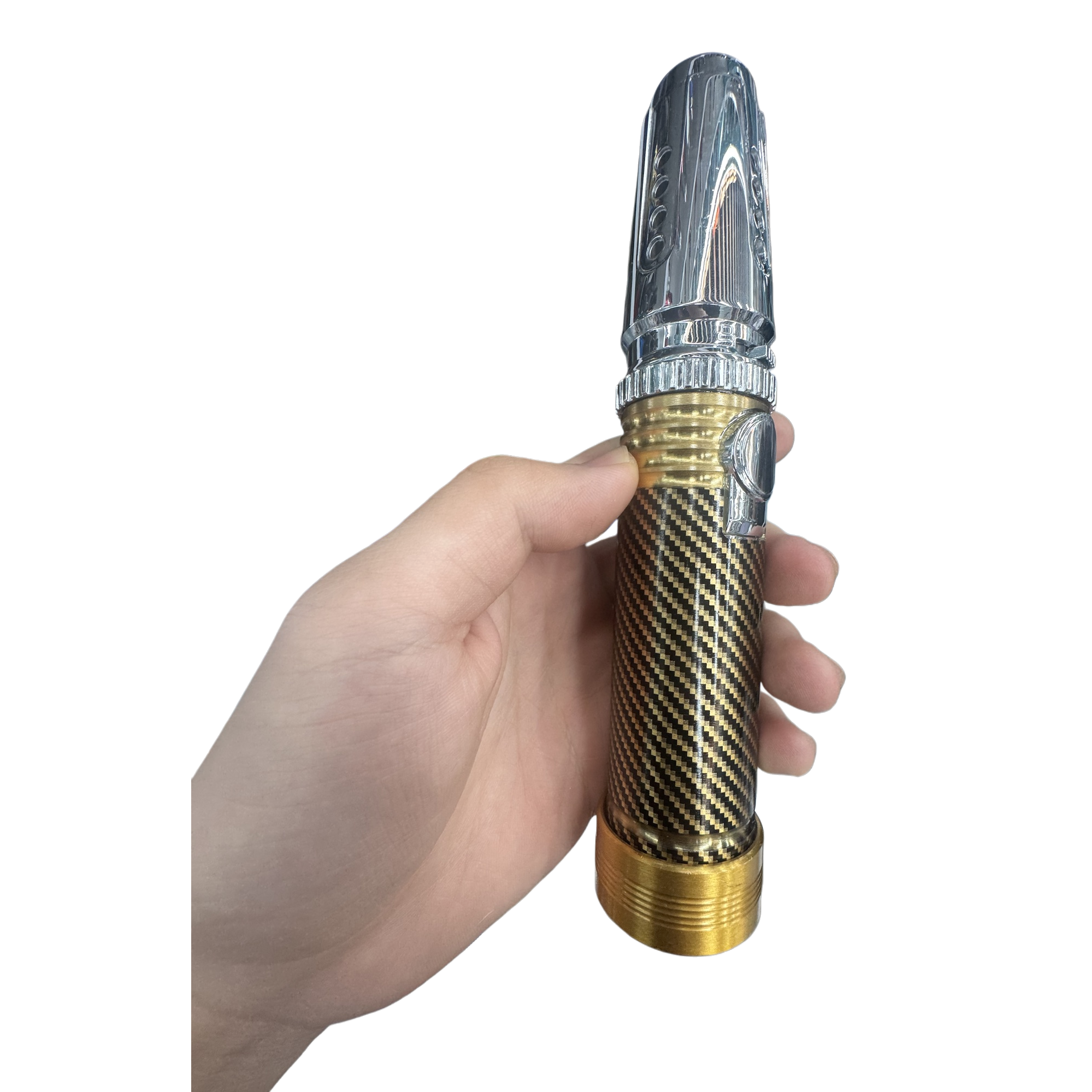A portable anti-scald smoking device with a metallic texture handheld mouthpiece Item Picture
