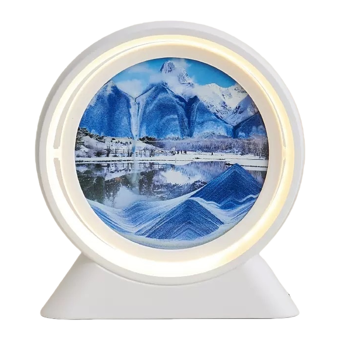 Circular lighting fixtures, snow-capped mountain landscape paintings, and simple Nordic-style living room decorative paintings Item Picture