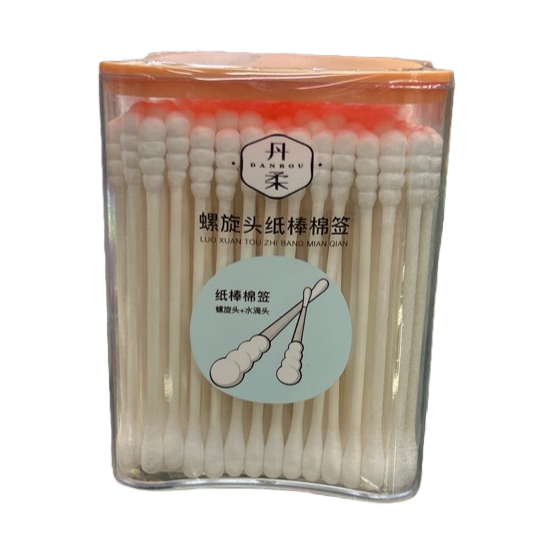 螺旋头纸棒棉签+棉签白底实物图