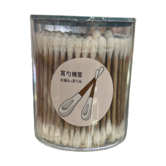 Portable cleaning tool with ear spoon and cotton swab combination and cotton swab head Item Picture
