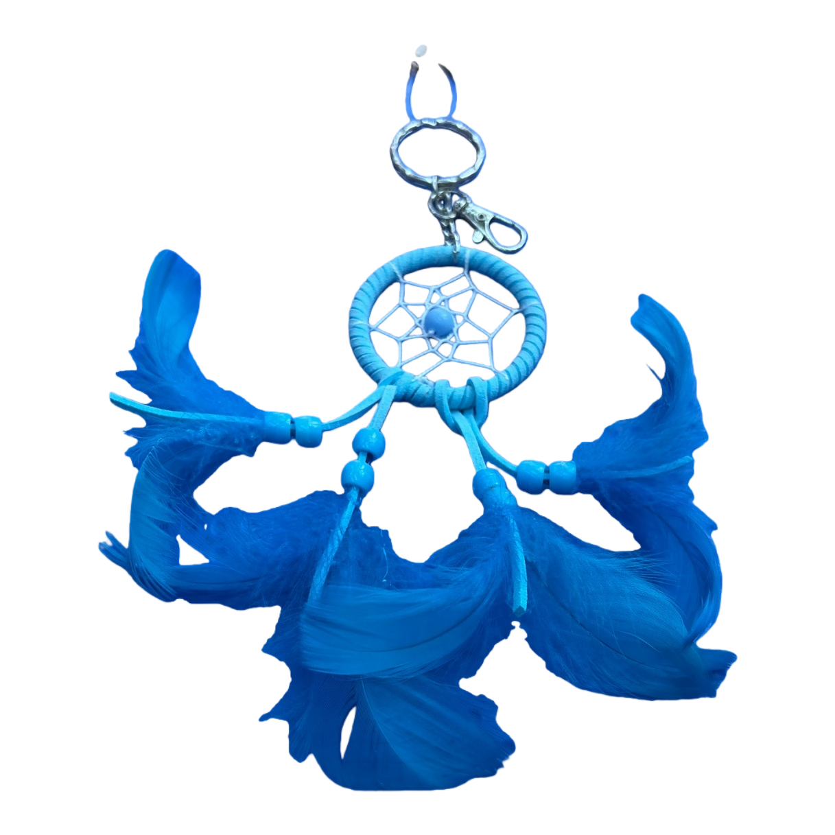 Blue feather Dream Catcher pendant, car keychain decoration, interior decoration Item Picture