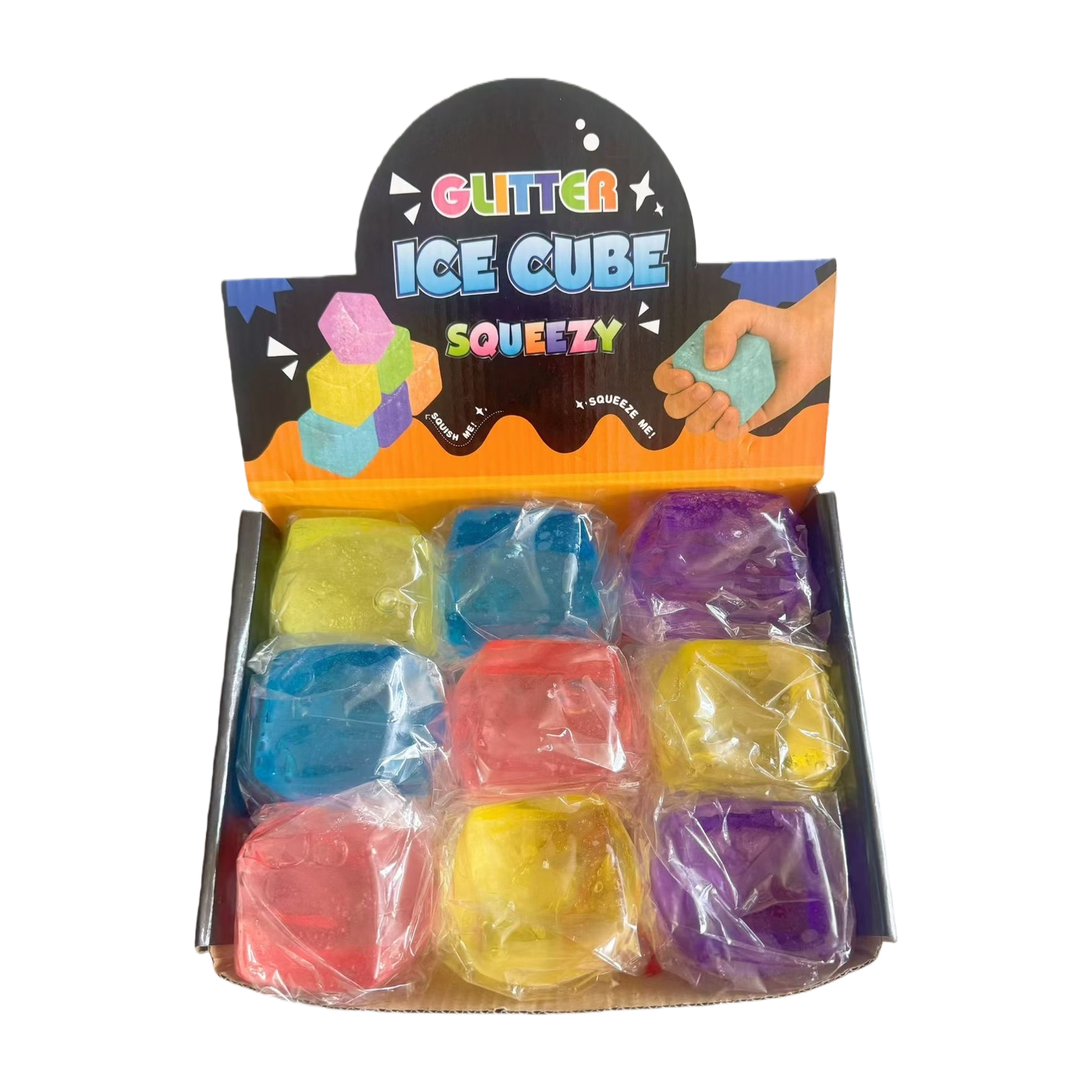 Colorful Glitter Ice Cube Squeezy cube toy Item Picture