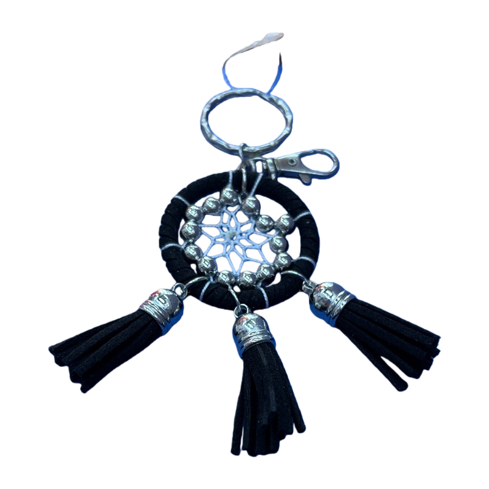 Black fringed Dream Catcher keychain, a simple, fashionable and niche accessory pendant Item Picture