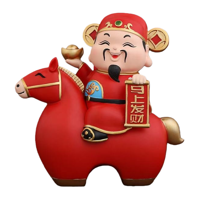 Red God of Wealth equestrian decoration, welcoming the God of Wealth and attracting wealth in the Year of the Horse, home decoration resin decoration, the latest style resin decoration Item Picture