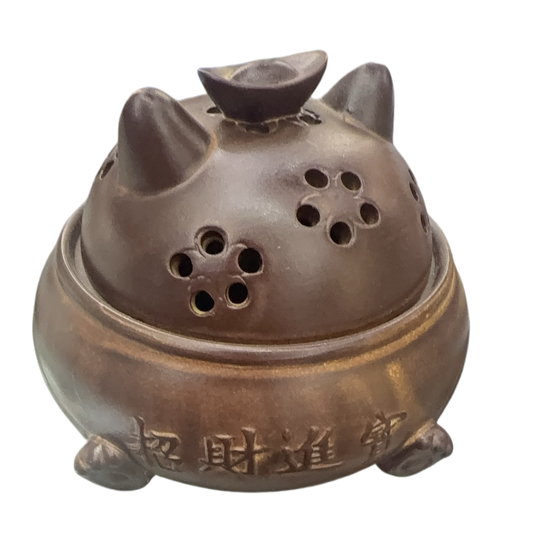 陶瓷招财猫香炉摆件客厅风水神器招财纳福白底实物图