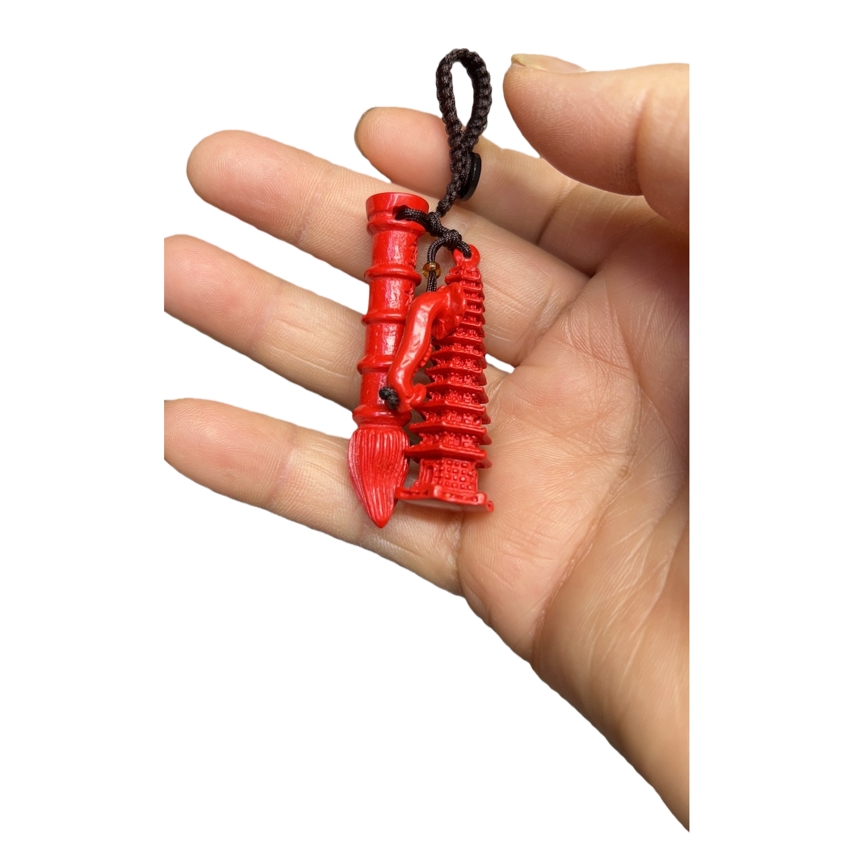 Red tower-shaped pendant sterling silver necklace, a fashionable, simple and light luxury gift for women Item Picture