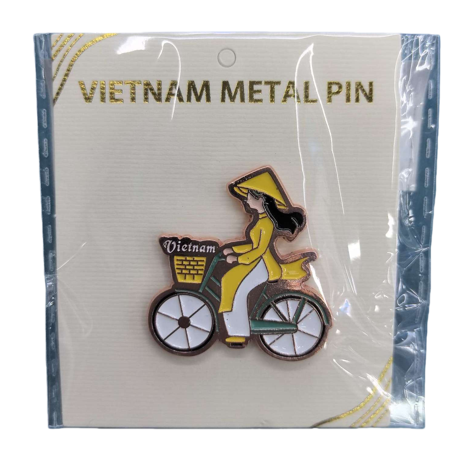 Emblema de metal vietnamita ciclismo vietnamita mujeres patrón diseño colección vintage única 151934433 Item Picture