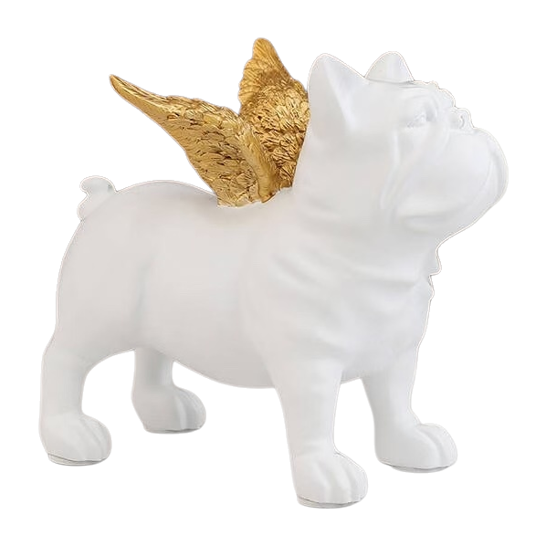 White angel dog figurine, angel dog figurine, exquisite decorative figurine, pet figurine, ceramic handicraft Item Picture
