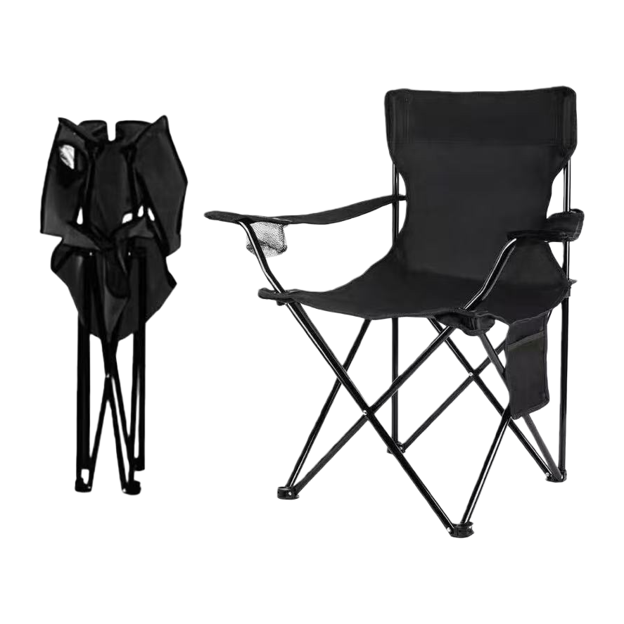 The black folding chair is portable and lightweight, suitable for outdoor picnics and leisure use Item Picture
