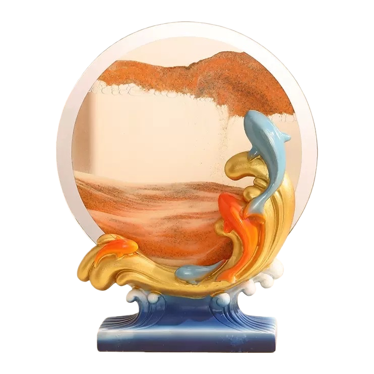 年年有余招财锦鲤流沙画摆件玄关书房客厅电视柜家居装饰乔迁礼物白底实物图