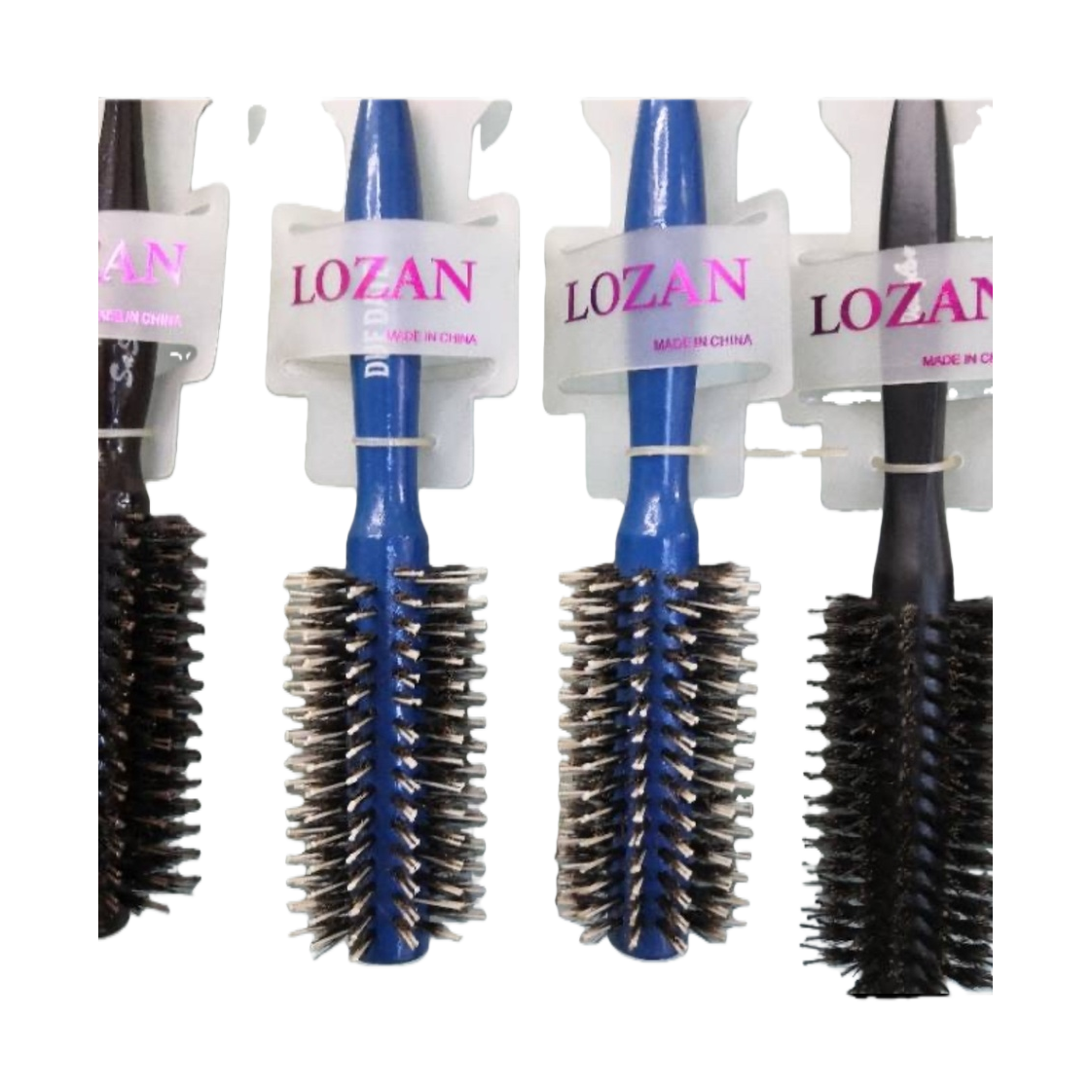 LOZAN blue handle black bristles round hair curling comb Item Picture