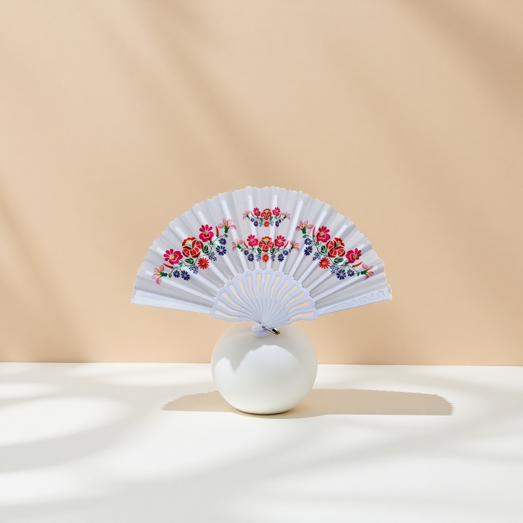 彩色花卉图案折扇手工制作便携收纳扇子080510302