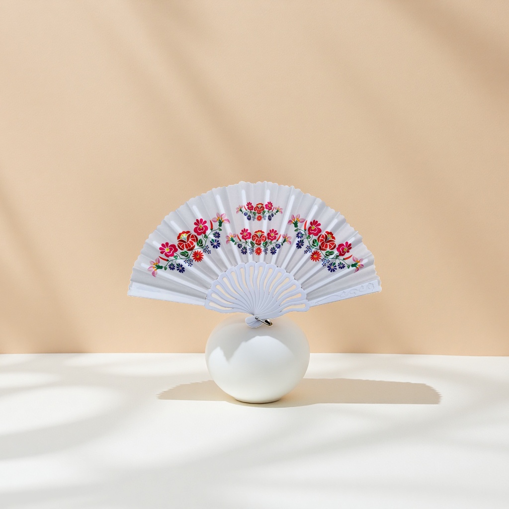 彩色花卉图案折扇便携收纳扇子简约设计080854605