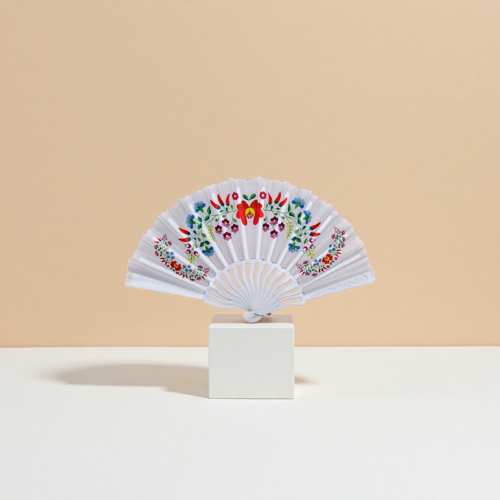 彩色花卉图案折扇手工制作便携收纳扇081401823