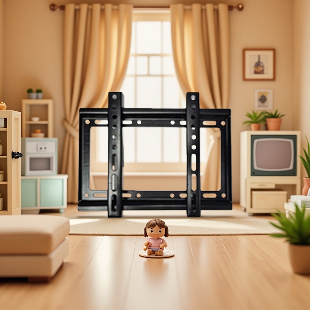 The black TV wall mount is a simple and anti-slip bracket suitable for TVS under 55 inches Specification image